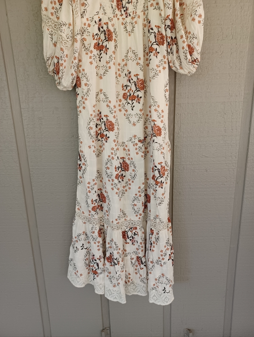 Free People All The Attitude Maxi Dress Size L Women Boho Cottagecore Floral - Picture 7 of 15